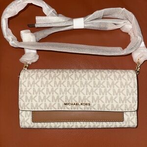 Michael Kors Cream and Tan Crossbody Bag